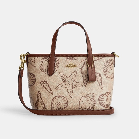 Coach Shell Pattern Bag Coach | Bags | Coach City Mini Tote Bag In Signature Canvas With Shell ...